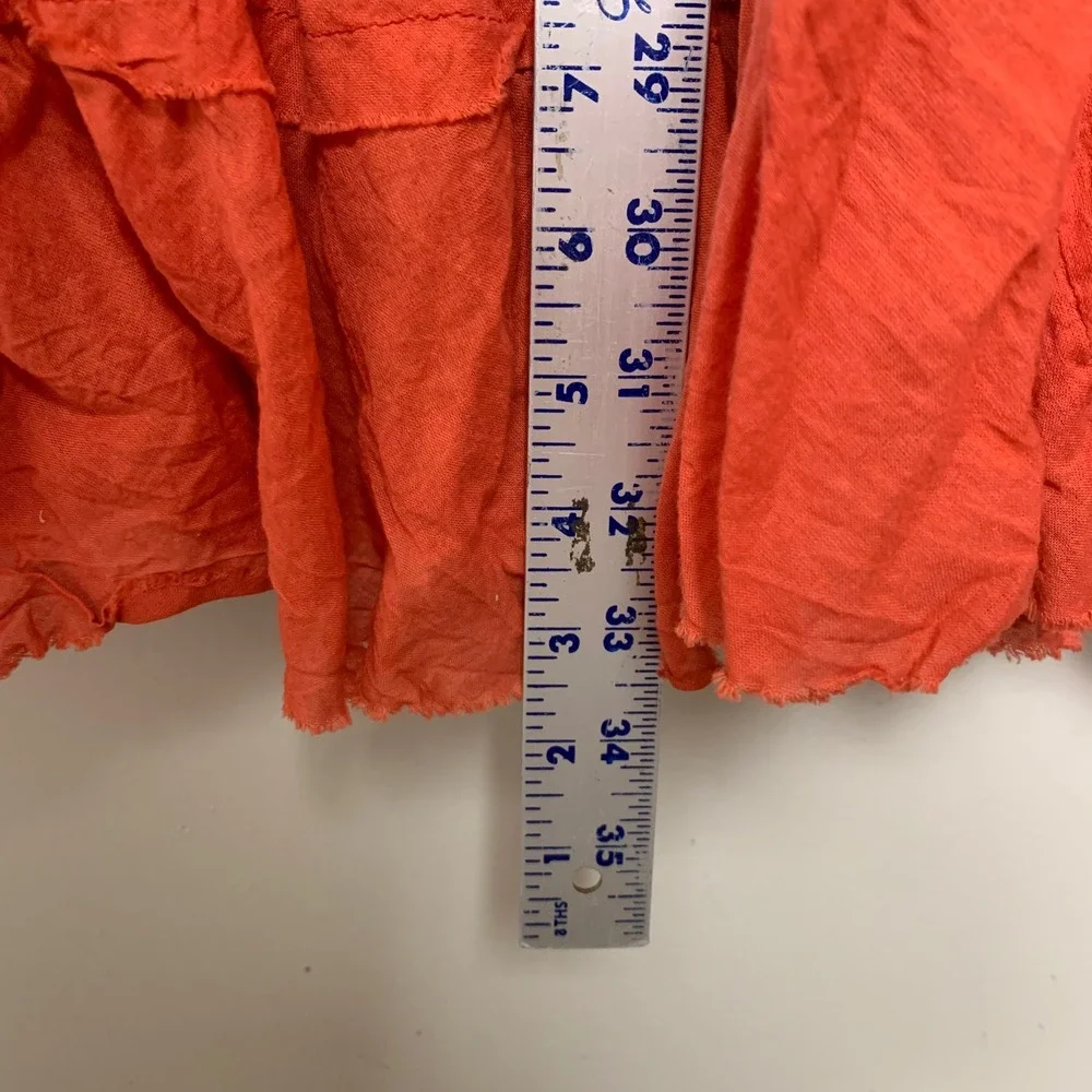 Mileage Tiered Maxi Skirt Womens Large Coral Orange Ombre Cotton Boho Ruffle